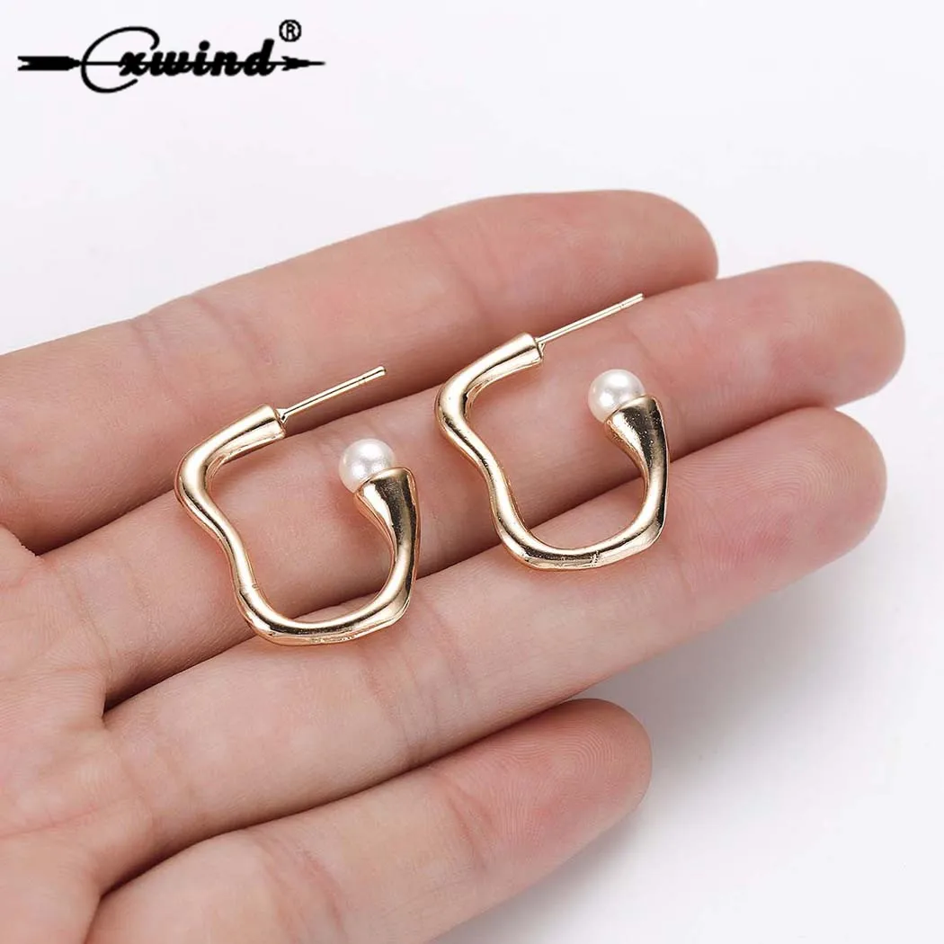 

Cxwind Statement Geometric Earrings Pearl Stud Earrings For Women Circle Bohemia Brincos Fashion Modern Female Bijoux Jewelry