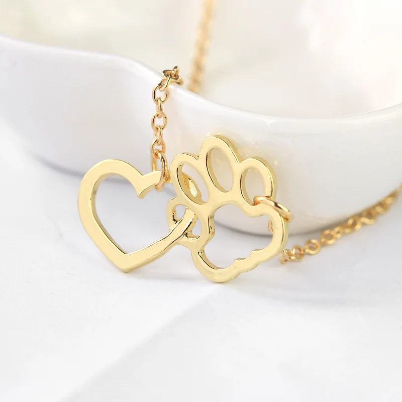 

New Fashion Hollow Heart Paw Pendant Necklace Choker Jewelry