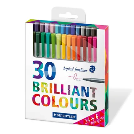 Немецкий STAEDTLER 334 волоконная ручка 4/15/20/30/42/50 набор цветов эскизная ручка 0,3 мм треугольная стержень кисть для письма - Цвет: 30 colors