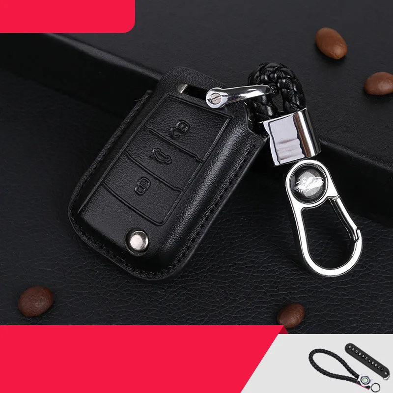 

Lsrtw2017 Leather Car Key Case Bag Cover for Skoda Kodiaq 2016 2017 2018 2019 2020 Styling Auto Accessories