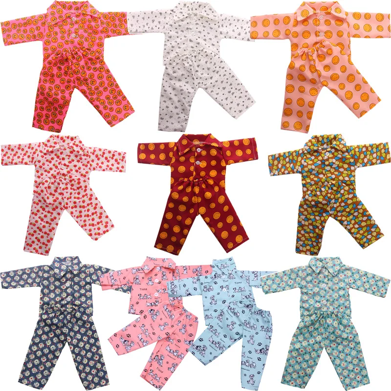 

Одежда для кукол, пижама с длинными рукавами и принтом, подходит для куклы-новорожденного, 18 дюймов, 43 см, для повседневной жизни, Куклы нашег...
