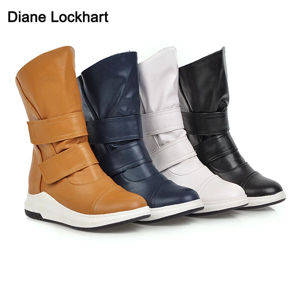 

Fashion Women Ankle Boots Winter Keep Warm Mid-Calf Snow Boots Ladies Comfy Casual Platform Booties Chaussures Femme Yellow Blue