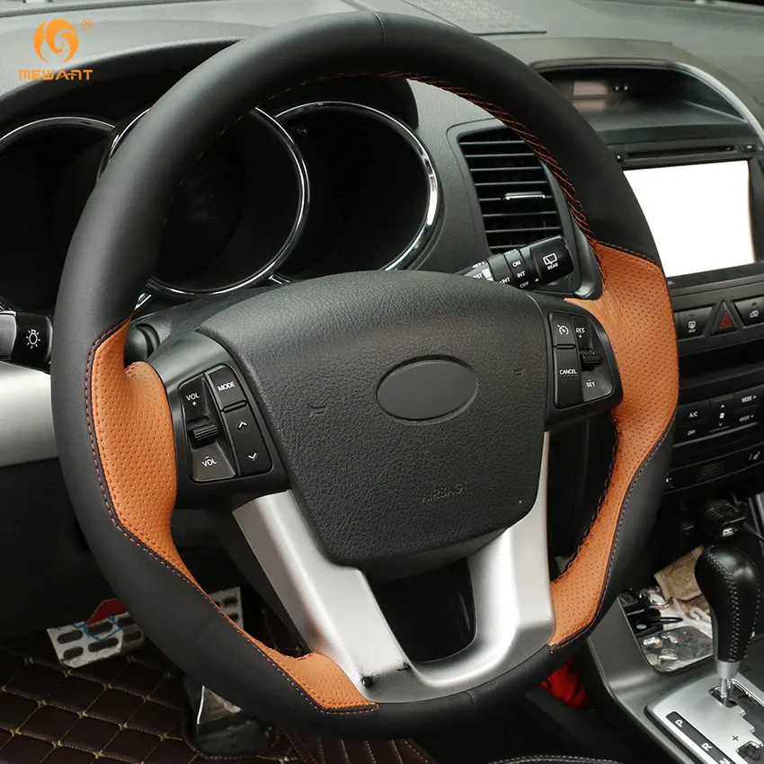 Чехол на руль автомобиля MEWANT из черной и оранжевой кожи для Kia Sorento 2009 2014 Cadenza K7 2011
