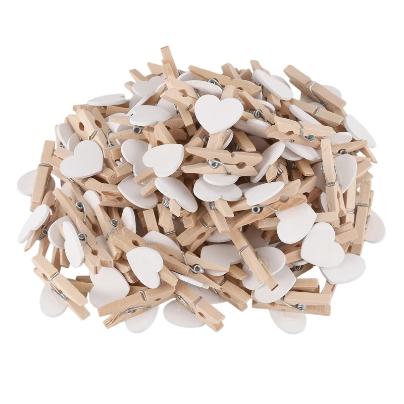 Вечерние фотобумага в форме сердца ремесла мини деревянный зажим Peg 100 шт