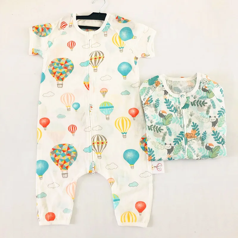 

0-5year Newborn Sleeveless Baby Sleeping Bag Cartoon Bear muslin Kids Warm Sleeping Bag children Kick Quilt toddle baby rompeer