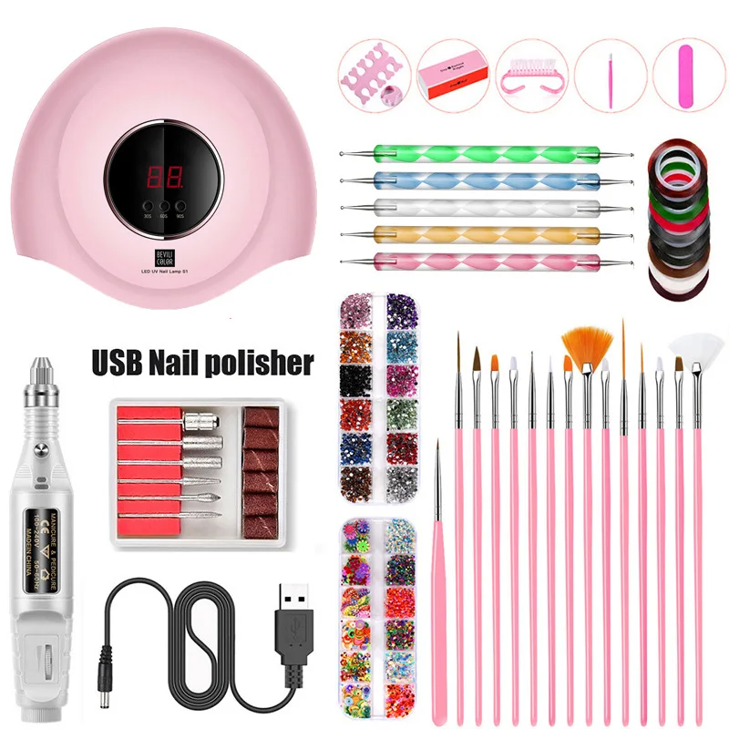 Набор лаков для ногтей сушилка с УФ светодиодный светильник набор погружных