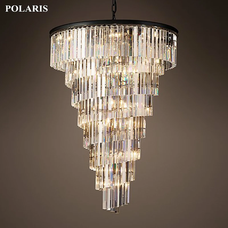 Роскошный винтажный Хрустальный подвесной светильник чехол для лестницы люстра