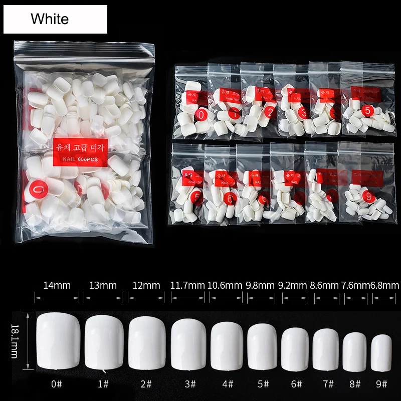 500 шт./упак. короткие накладные ногти с полным покрытием квадратные овальные