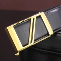 automatic letter buckle belts fashion young men designer luxe marque casual genuine leather western style clothes ceinture homme
