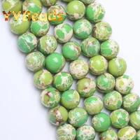 natural yellowish green sea sediment turquoises beads round imperial jaspers loose beads for jewelry making bracelet 4 6 8 10mm
