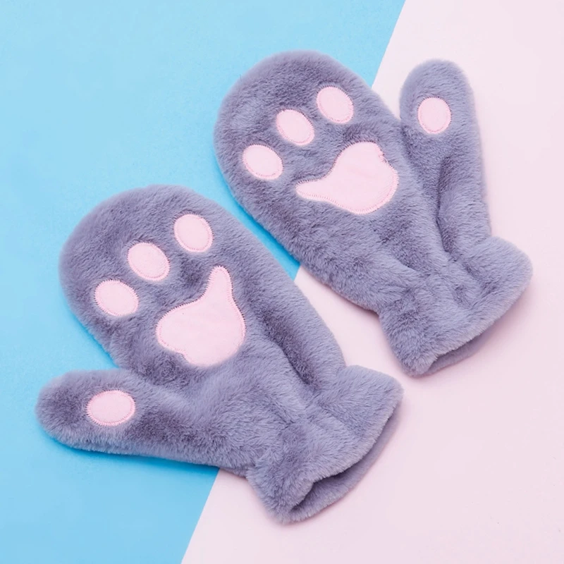 

Women Student Winter Fuzzy Plush Full Finger Gloves Cute Cartoon Cat Paw Outdoor Windproof Snow Ski Mittens N03 20 Dropshipping
