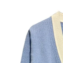 

2020 Popular Women's New Spring V-neck Letter Jacquard Contrast Color Loose Knit Jacket Cardigan Women