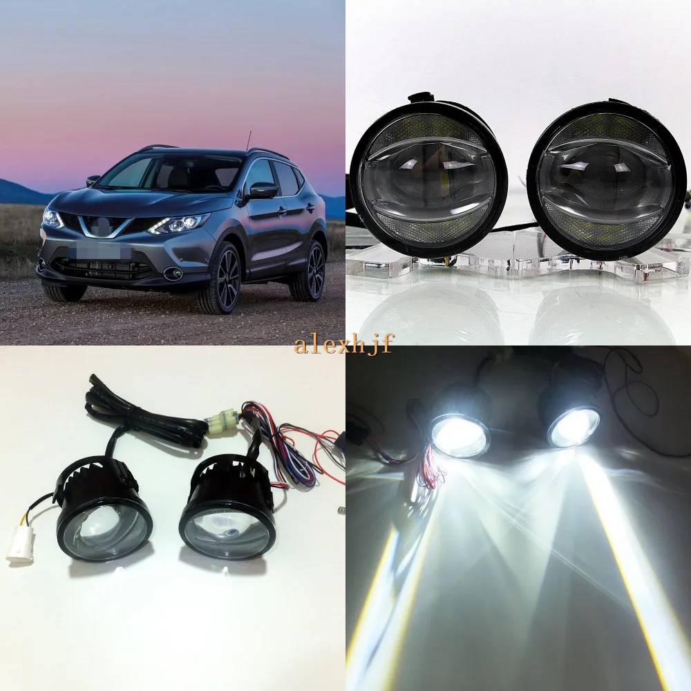 

July King 1600LM 24W 6000K LED Light Guide Q5 Lens Fog Lamp +1000LM 14W Day Running Lights DRL Case for Nissan Qashqai 2014-17