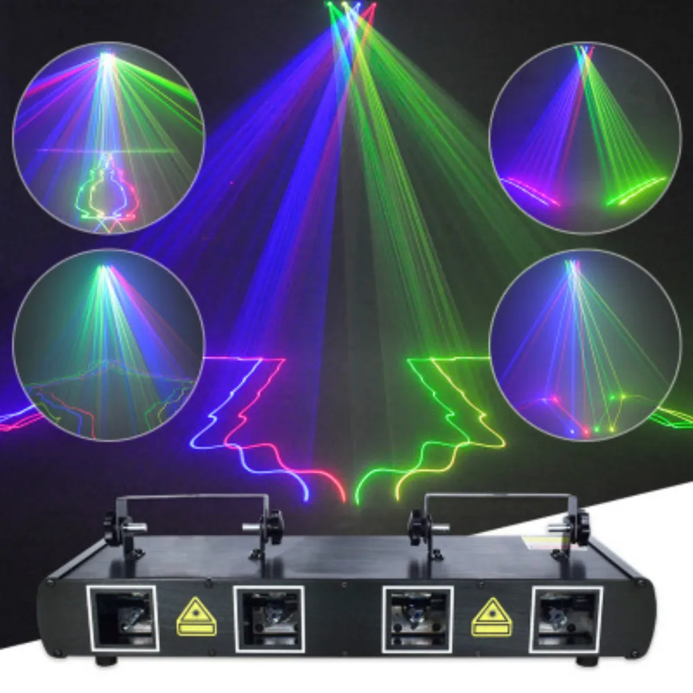 Новинка 4 линзы DJ лазер светильник зеленый синий полноцветный лазерный луч