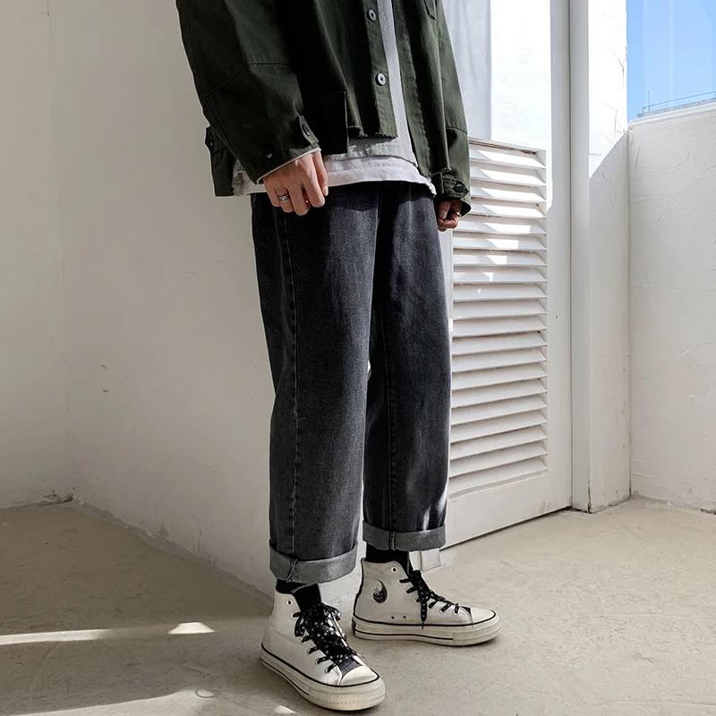 

SingleRoad Mens Jeans Men 2020 Autumn Oversized Casual Wide Leg Korean Style Denim Pants Harajuku Japanese Black Jeans For Men