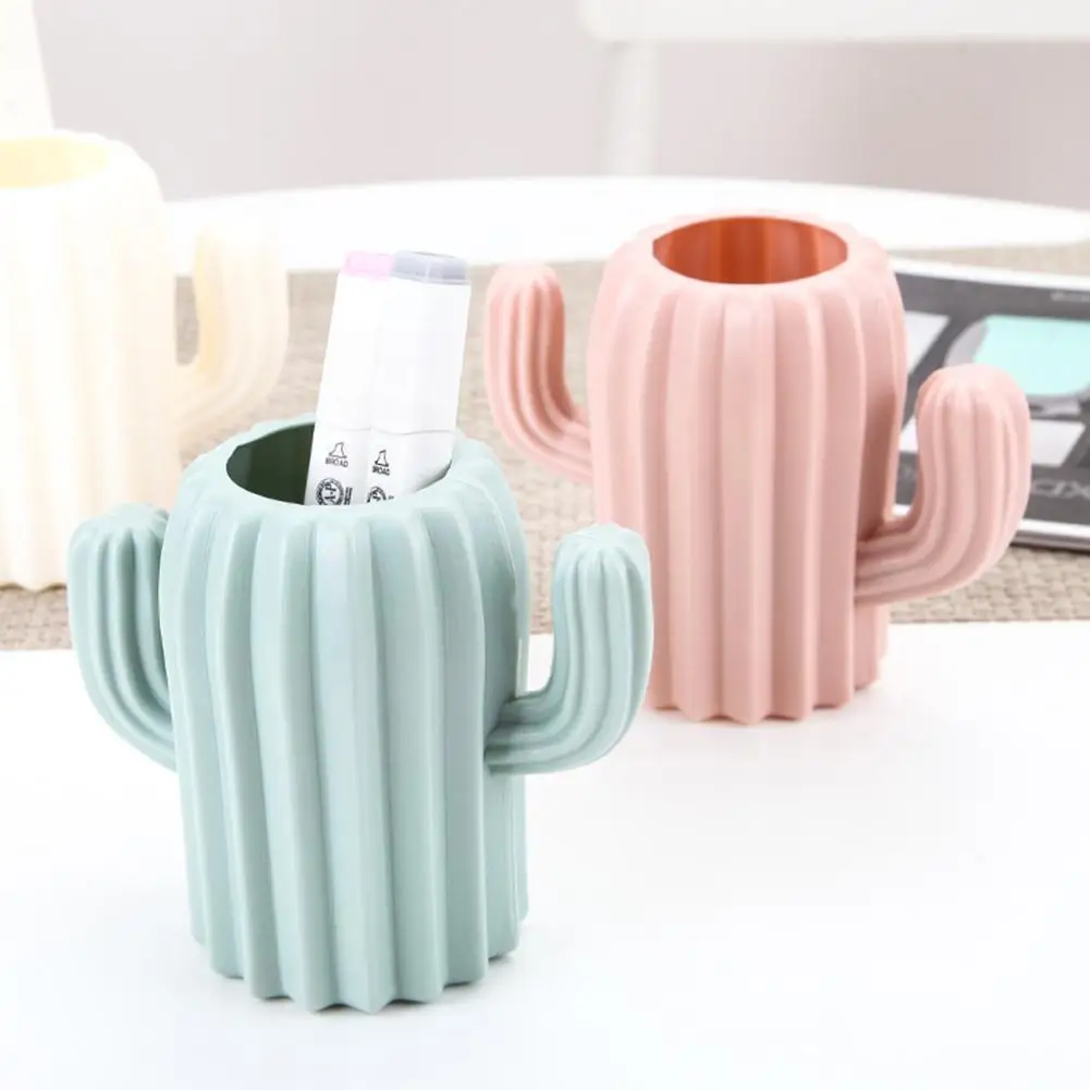 

Cute Cactus Desk Organizer Pen Pencil Holder Makeup Brush Office Storage Student Stationery Box Holder D1c4