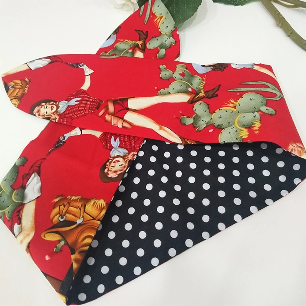 

50s Vintage Girls Scarf Headwear Cute Ear Rabbit Metal Wire DIY Bow Headband Twist Hair Bands Women Hair Accessories