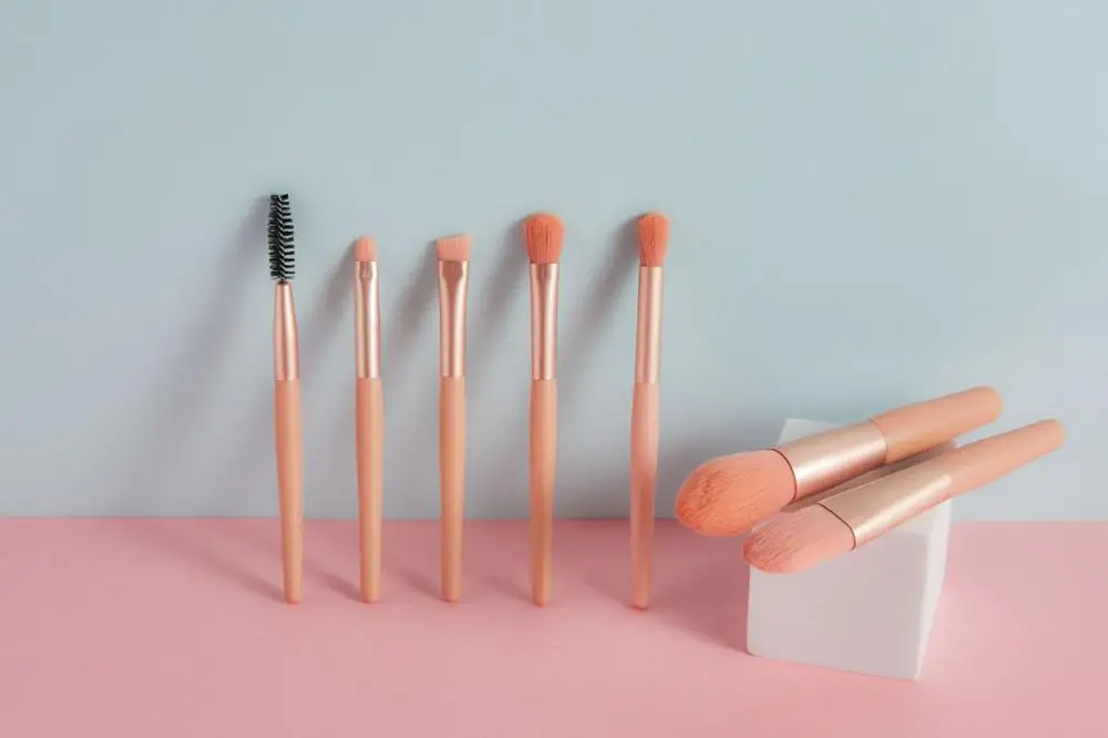 7 шт. портативный розовый набор кистей для макияжа бровей Кисть консилера губ