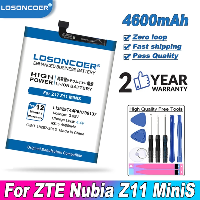 Топ 4600mAh LOSONCOER Li3929T44P6h796137 для ZTE Nubia Z11miniS Z11 miniS NX549J Z17mini Z17 mini NX569H NX569