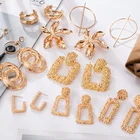 Женские крупные висячие серьги, золотистые металлические серьги геометрической формы, 2020, новая серьга