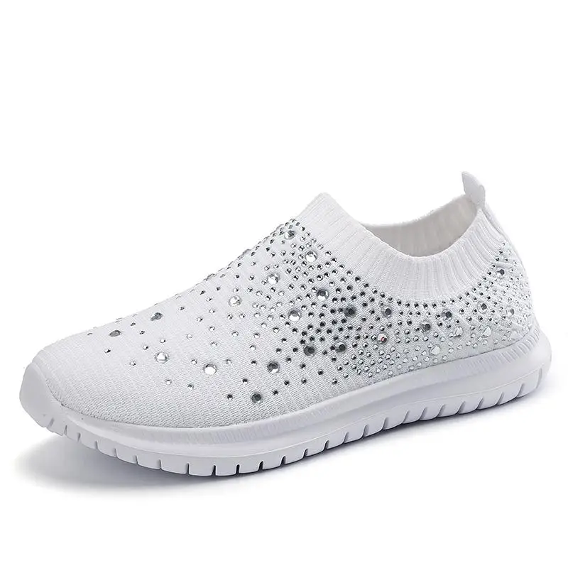 

Women's Crystal Sock Sneakers Slip-on Comfy Athletic Running Walking Gym Shoes