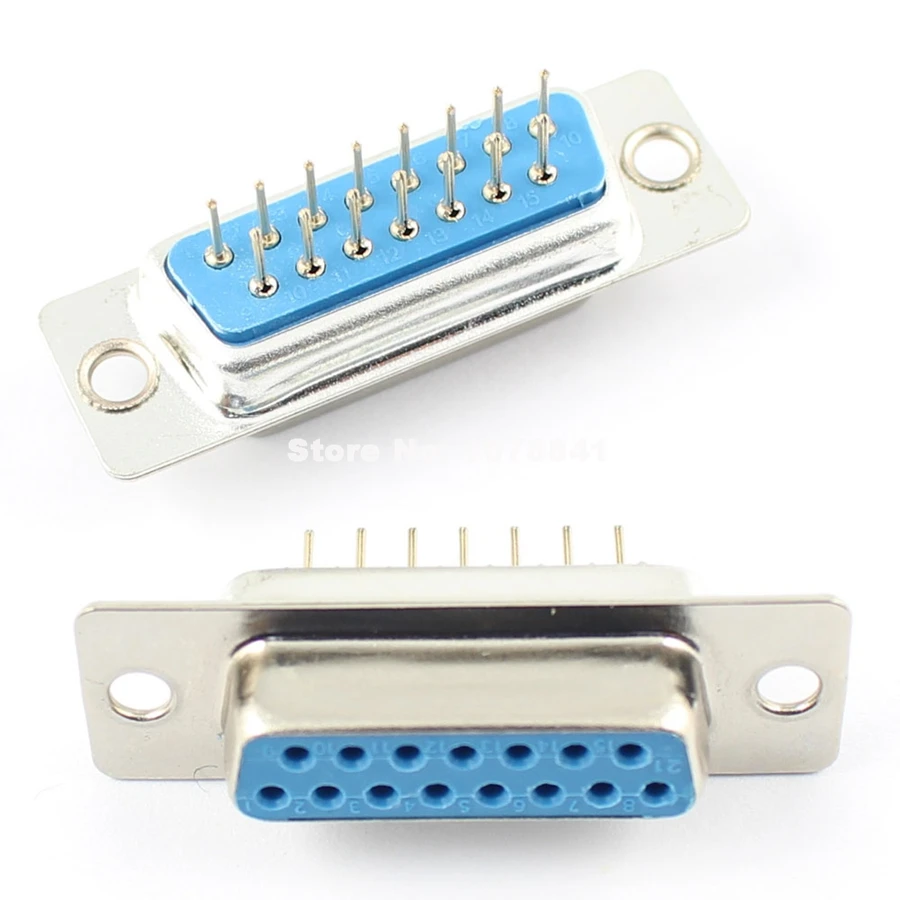 10 шт. D SUB 15 Круглый контактный разъем прямой со сквозным отверстием PCB 2 ряда DB15F|l