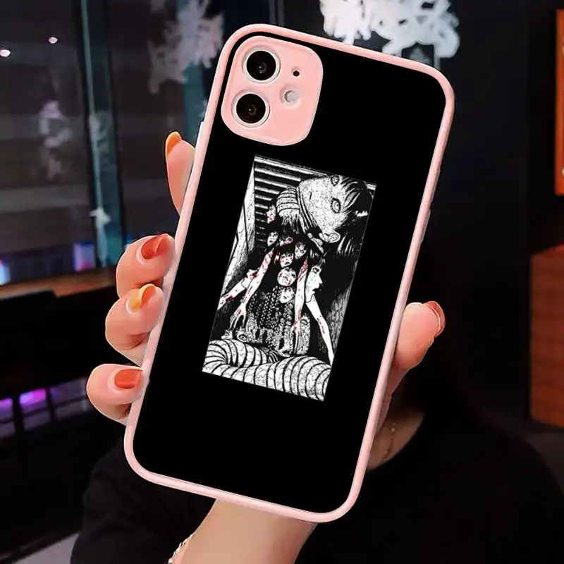 

Japanese horror comic Phone Case Pink matte transparent For iPhone 7 8 x xs xr 11 12 pro plus max mini Clear Funda