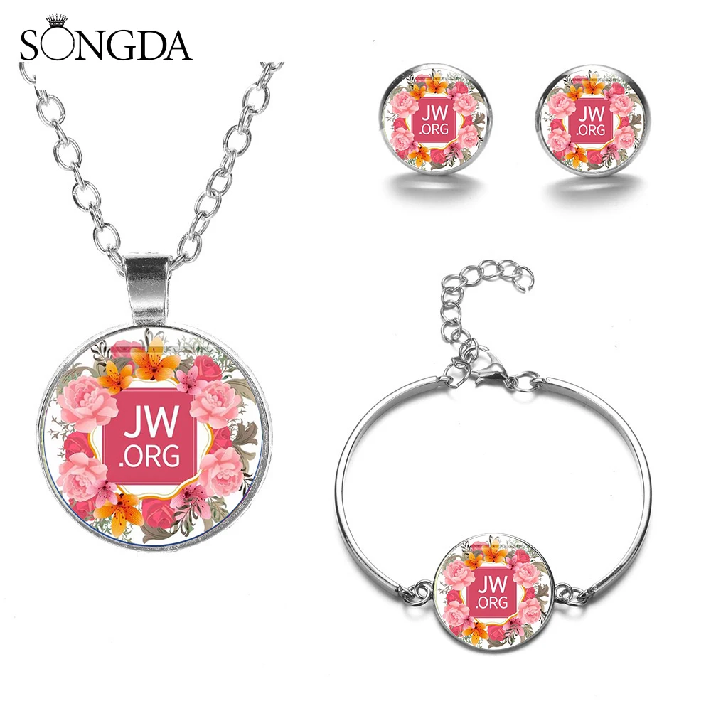 Высококачественный ювелирный набор JW Org Шарм браслет серьги гвоздики ожерелье