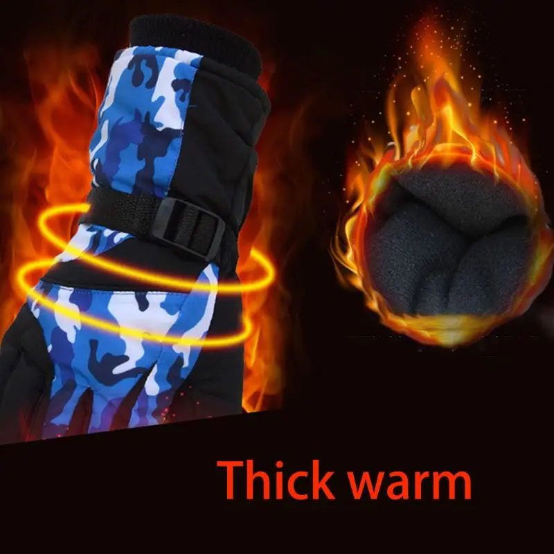 Зимние камуфляжные полосатые лыжные перчатки унисекс водонепроницаемые теплые