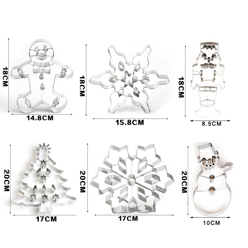 

Christmas Tree Gingerbread Man Walnut Soldier Snowman Snowflake Stainless Steel Cutting Biscuit Baking Tools Fruit Cookie Cutter