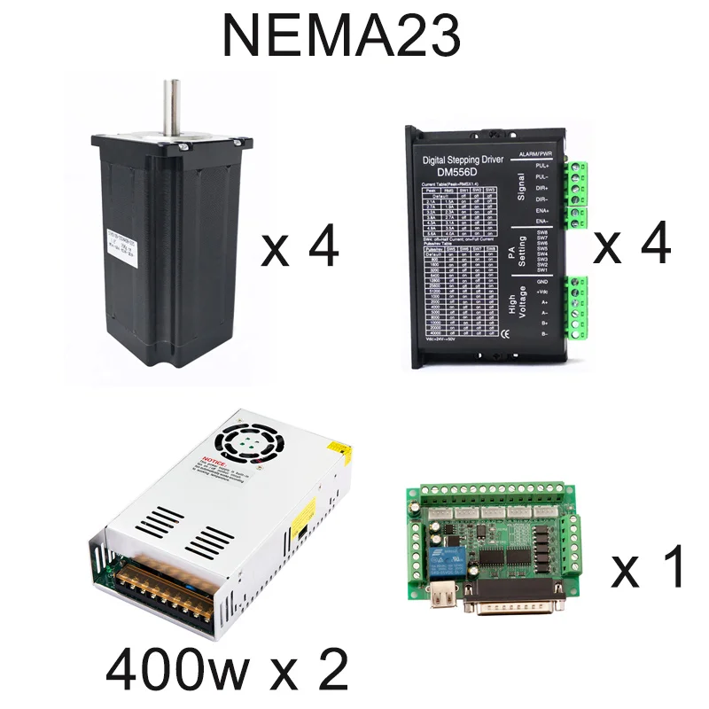 Чпу шаговый двигатель DM556D Драйвер + 4 шт. Nema23 112 мм 3.0N.m 36V /11A Питание для 3d принтера