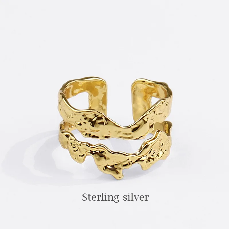 

Trendy New Golden Hip Hop Ring Punk Women's Geometric Hollow Open-End Adjustable Index Finger Ring Wholesale
