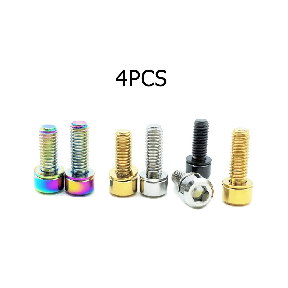 

4Pcs MTB Bike Stem Pipe Screws M5 Headset Bolt With Washer Handlebar Bolts TC4 Titanium Alloy Cycling Bicycle Stem Screws Nuts