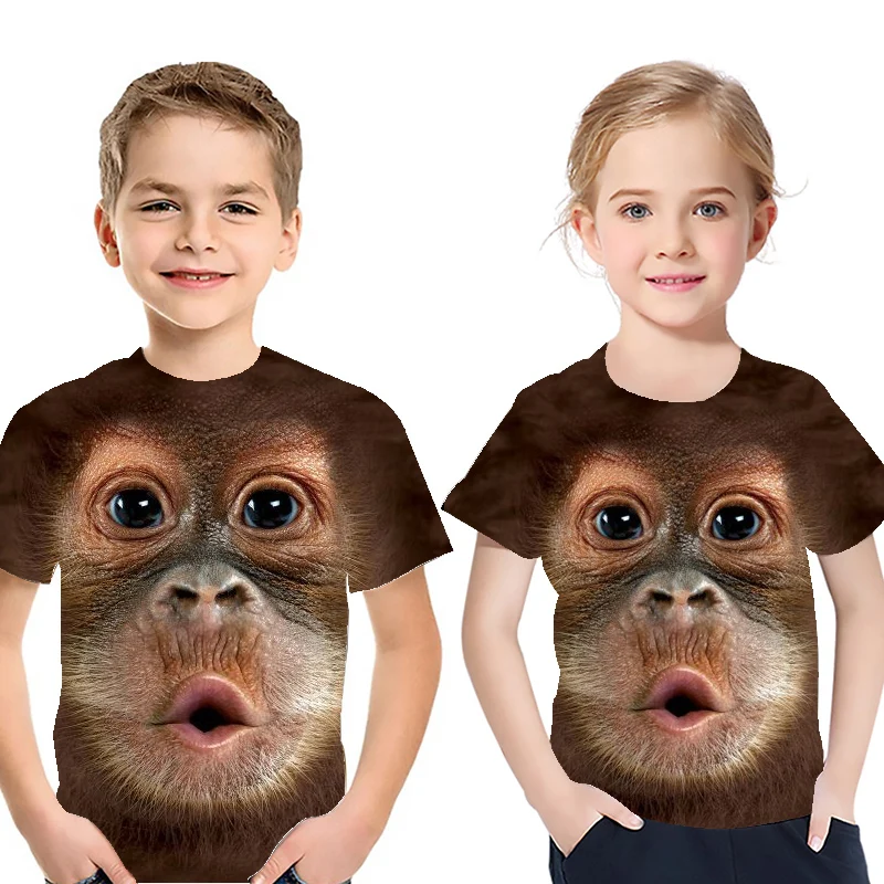 Забавная детская футболка с рисунком шимпанзе летняя крутая коротким рукавом