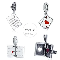 wostu note book charms 100 925 sterling silver beads fit original bracelet pendant diy necklace for women fashion jewelry gift