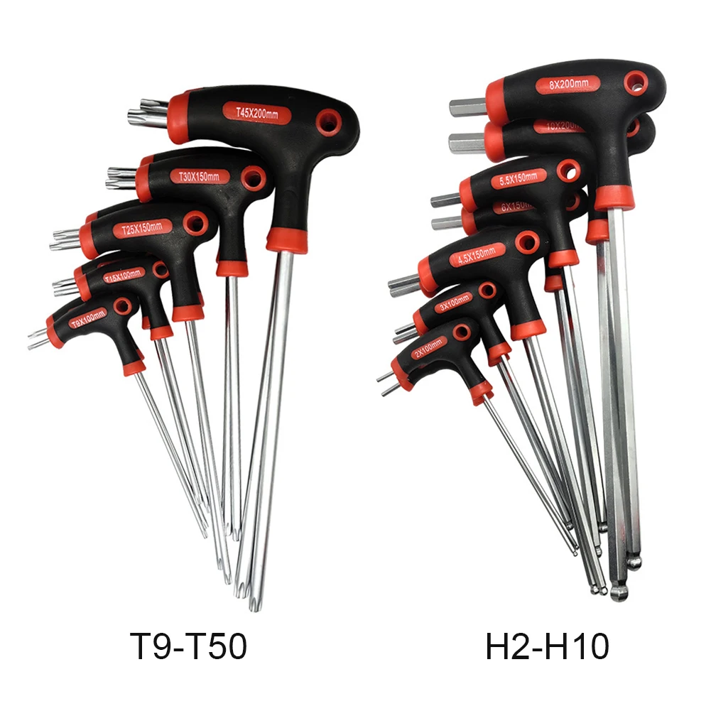 10pcs Hand Tool Ergonomic Car Repair Screwdriver Hex Key Wrench Set Anti Rust T Handle Easy Install With Ball End Storage Holder |