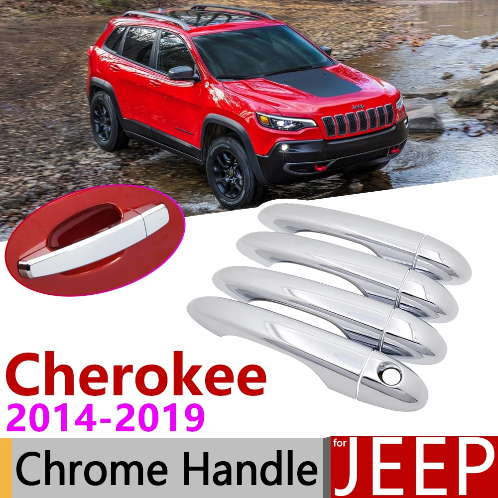 

for Jeep Cherokee KL 2014~2019 Chrome Exterior Door Handle Cover Car Accessories Stickers Trim Set of 4Door 2015 2016 2017 2018