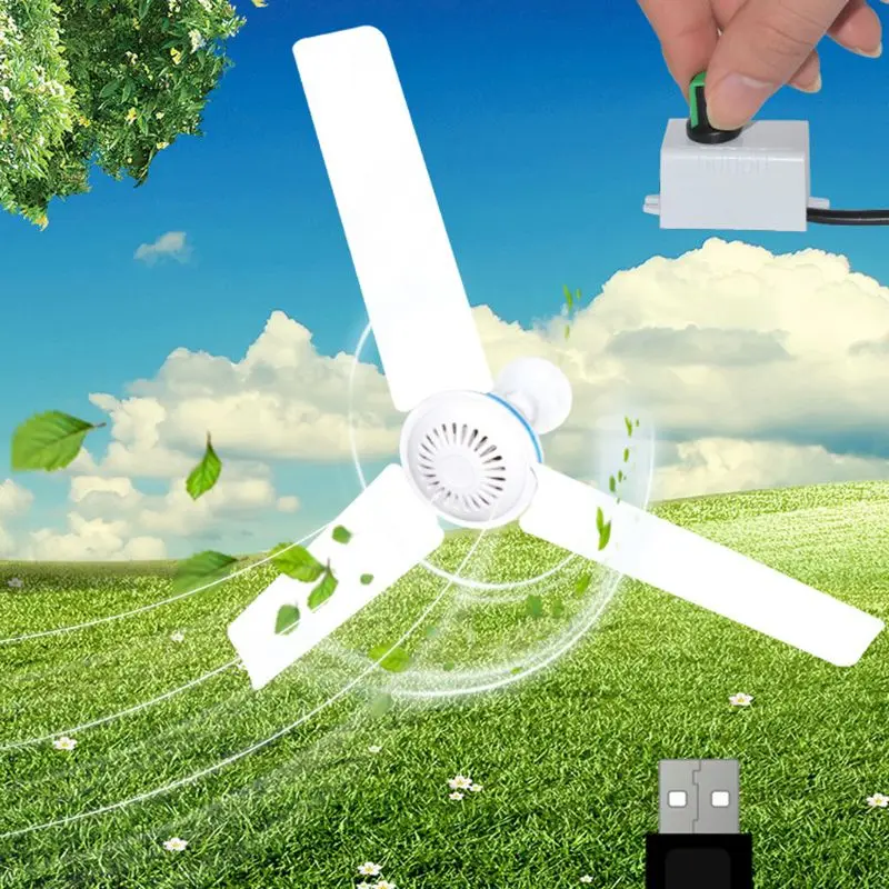 

DC 5V Ceiling Fan Air Cooler Stepless Speed USB Fan for Bed Camping Outdoor Tent QX2B