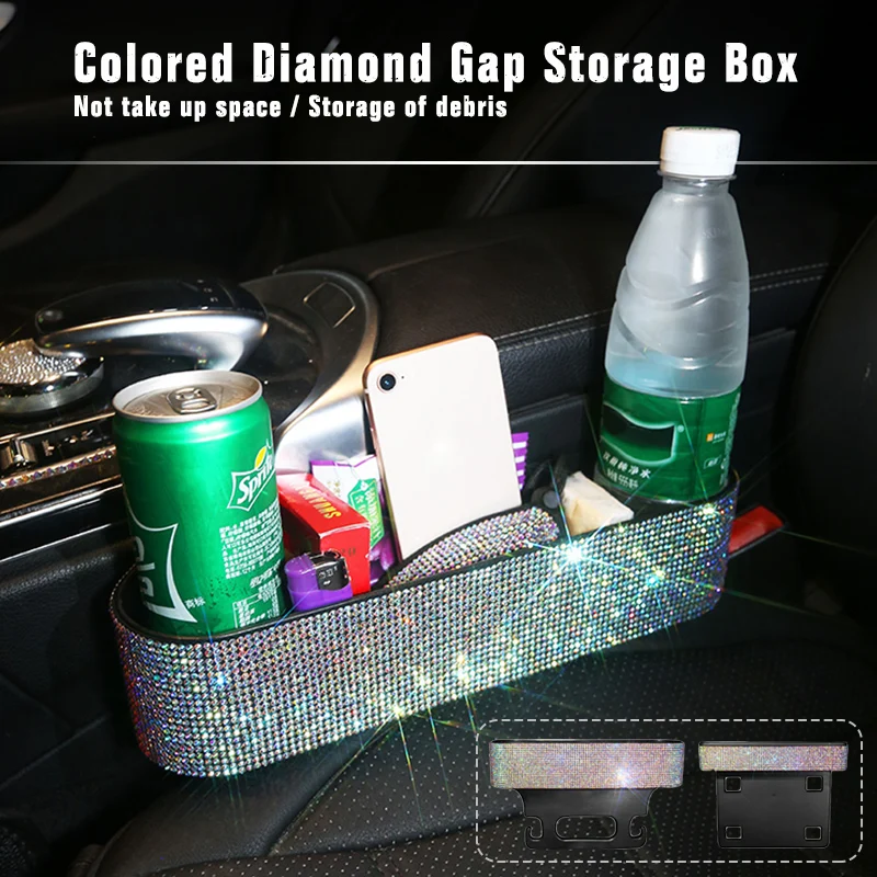

Car Seat Gap Catcher Crevice Storage Box Rhinestone Organizer Stow Car Interior Sundries Storage Pockets for Phone/Cup/Key/Card