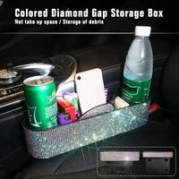 car seat gap catcher crevice storage box rhinestone organizer stow car interior sundries storage pockets for phonecupkeycard