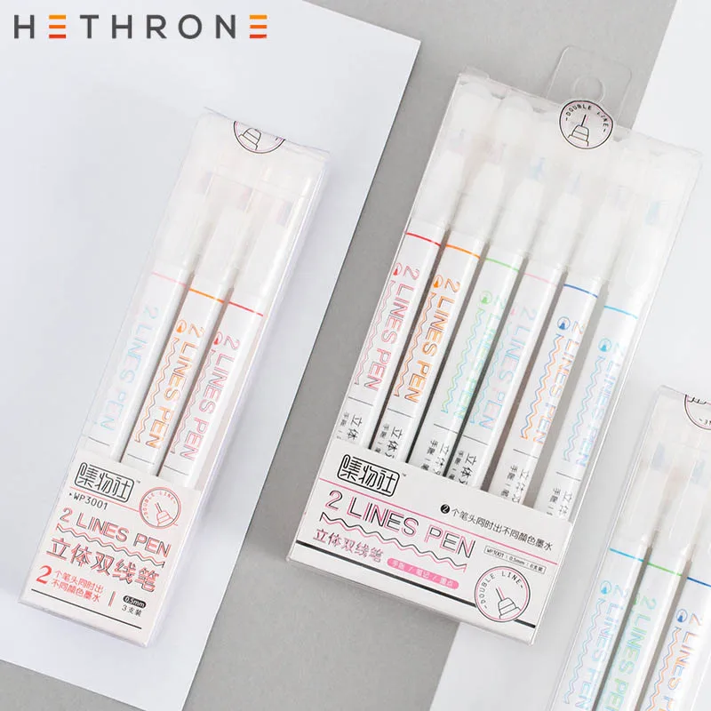 Hethrone 3 шт./компл. двухцветная маркировки двухлинейный маркер красочные художественный маркер для белой доски поставки картины офисные Маркеры ручки