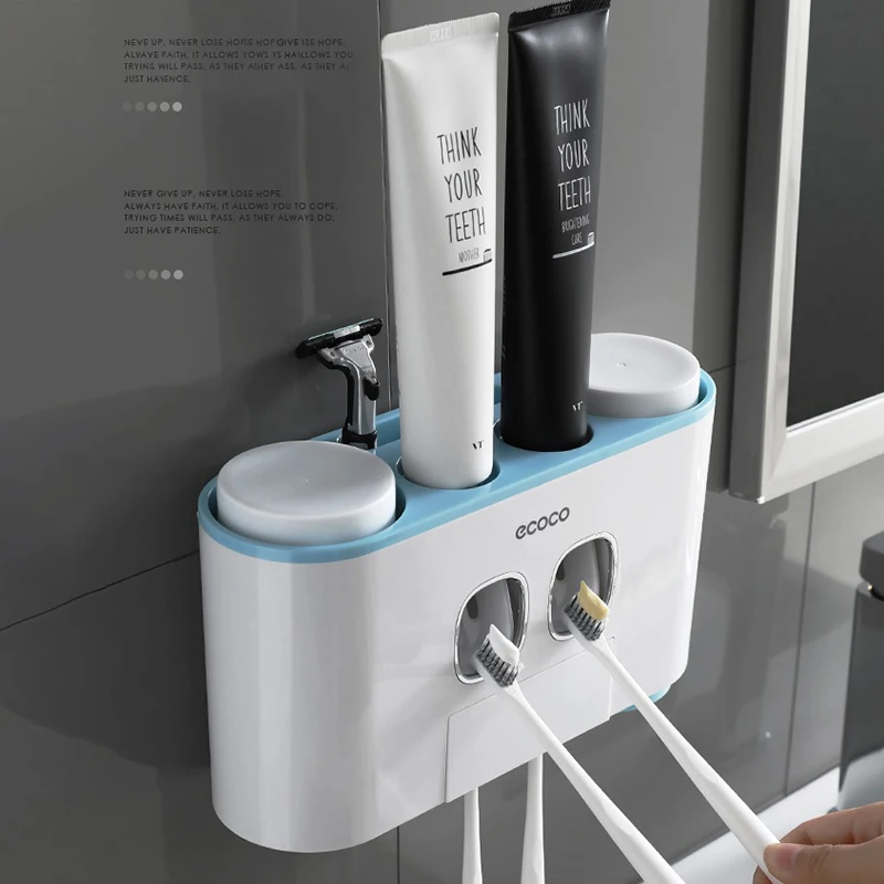 ecoco automatic toothpaste squeezer dispenser set with wall mounted kids hands free for bathroom accessories free global shipping