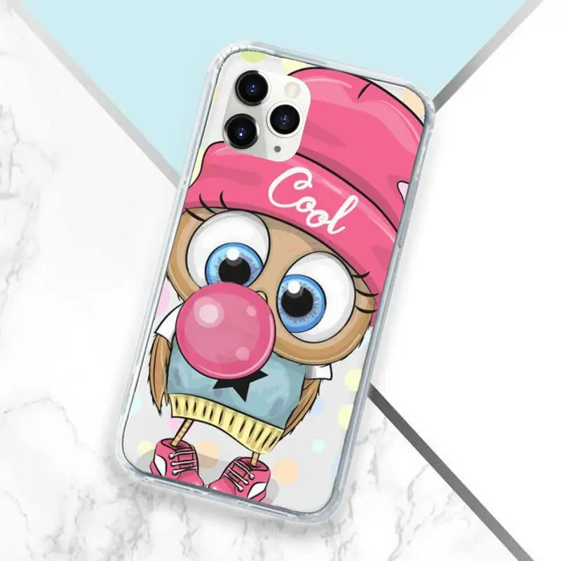 

Baby Cute Owl pink animal Phone Case for iPhone 11 12 pro XS MAX 8 7 6 6S Plus X 5S SE 2020 XR