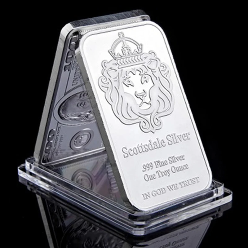

Scottsdale Silver 999 Fine Silver One Troy Ounce 1 Bars Bullion In God We Trust Coin With Display Case