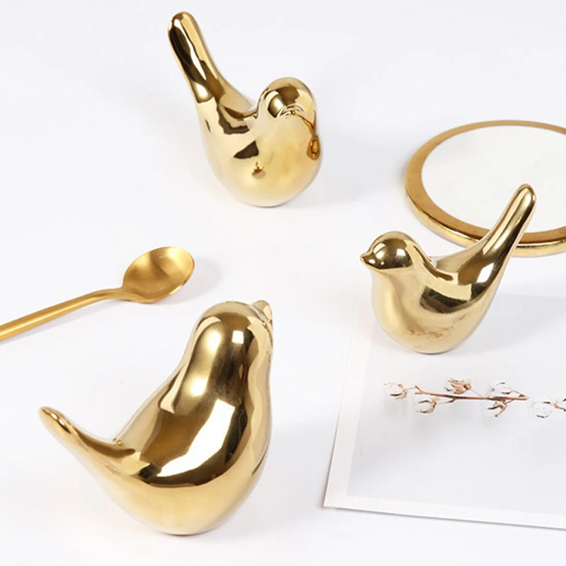Скандинавская Золотая Керамическая маленькая птица аксессуары для украшения