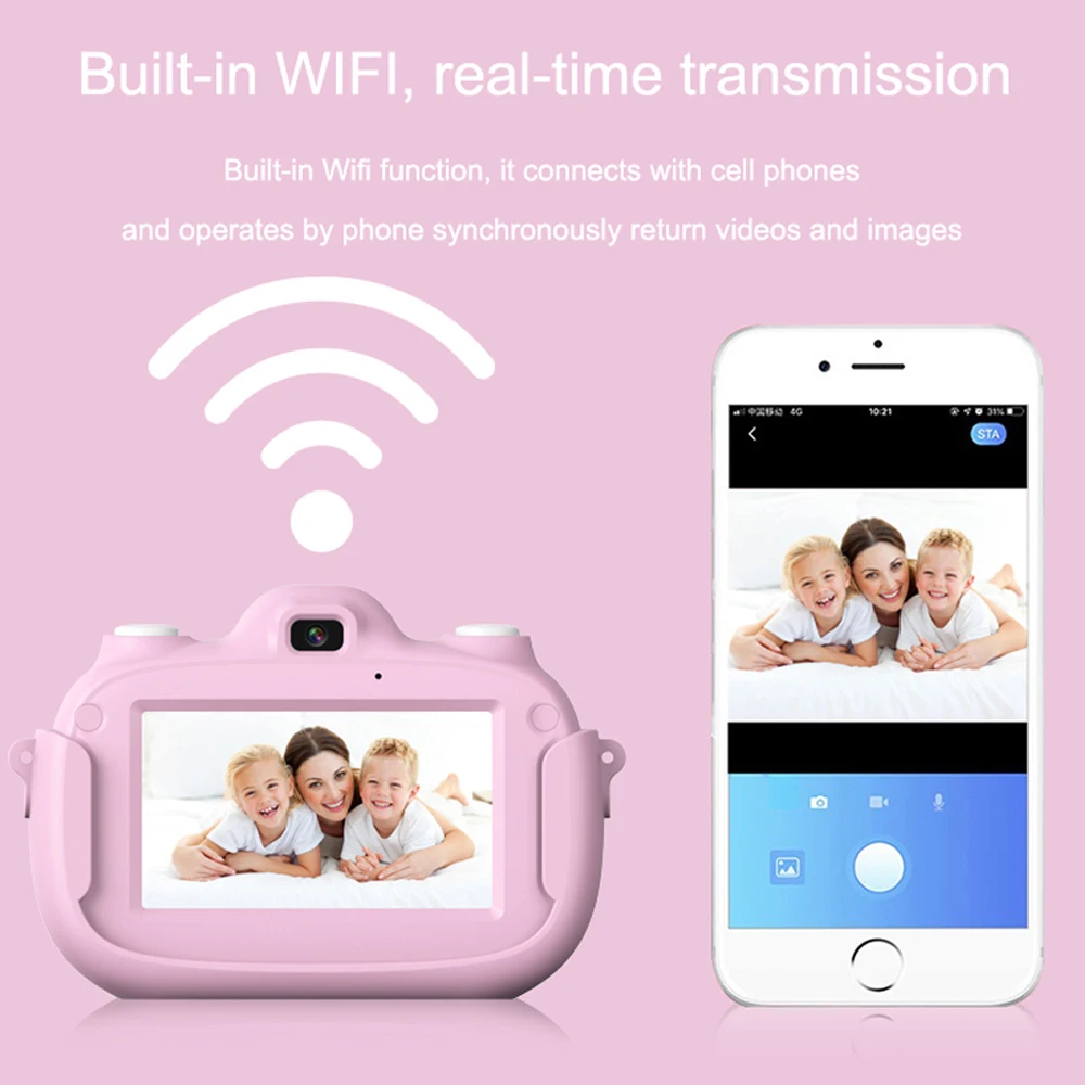 Милая цифровая фотокамера игрушки для детей 3-дюймовый HD экран перезаряжаемая