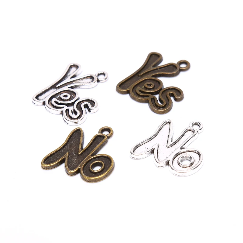 10Pcs/Set Alloy Retro English Letter Charms Yes NO Pendant/Earring DIY Making Jewelry Craft Free Shipping | Украшения и