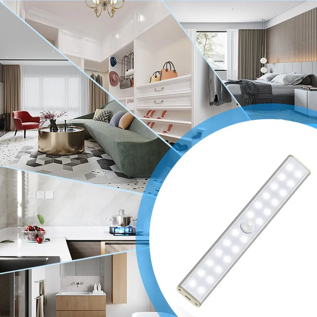 

USB Night Light LED Body Charging Induction Lamp 24 LED 2.5W Wardrobe Light Adjustable Light Brightness