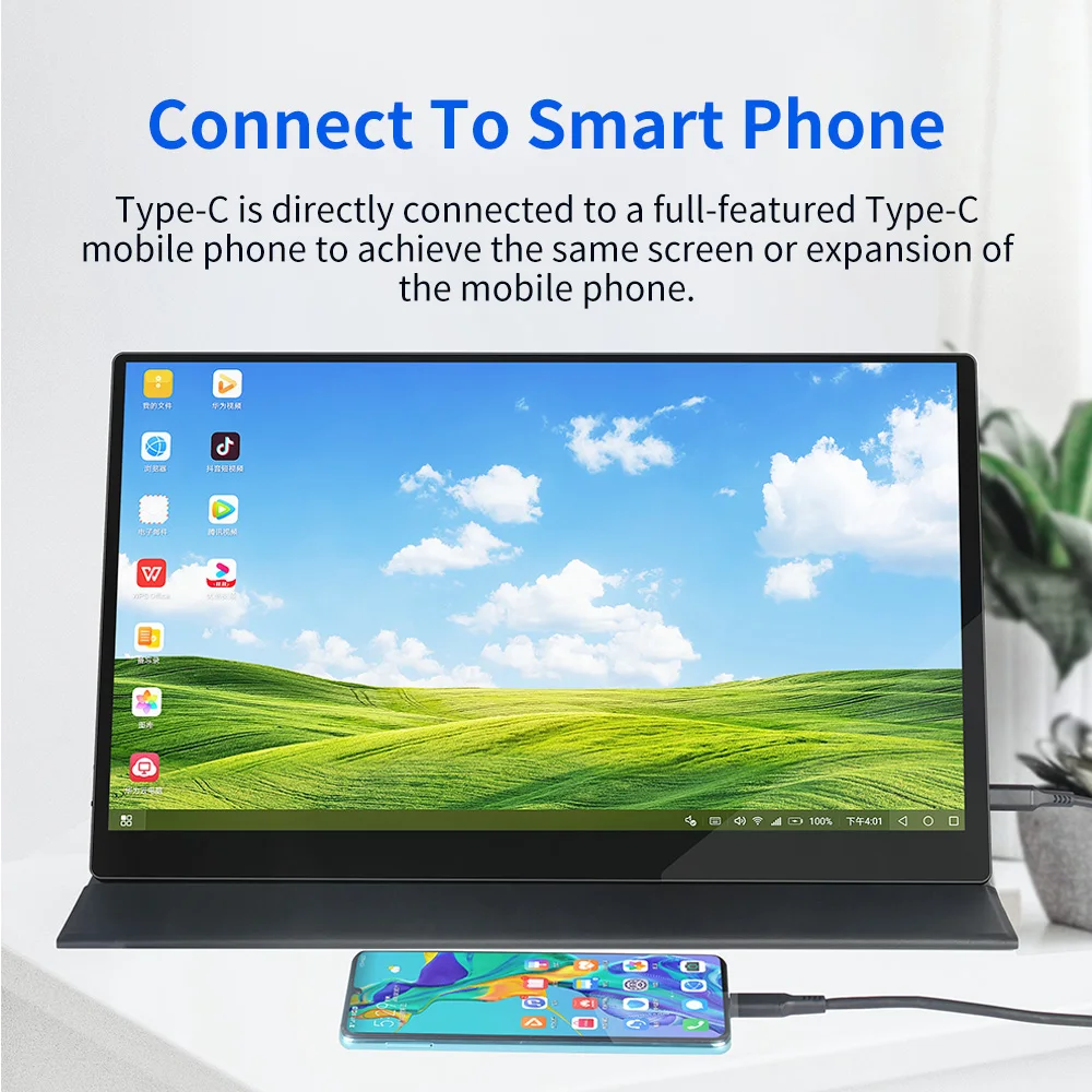 구매 4K 터치 스크린 휴대용 LCD 모니터 노트북 라즈베리 파이 4 3 HDMI IPS 디스플레이 X 박스 시리즈 X 15.6 모바일 PC 컴퓨터 화면