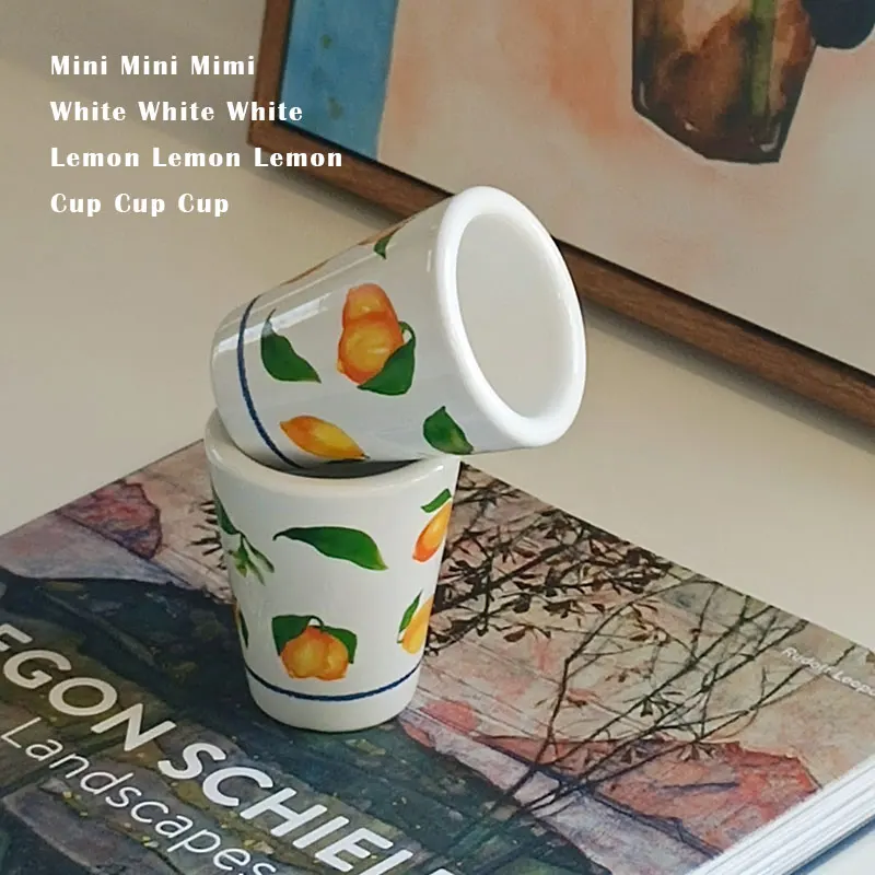 

Керамическая чашка для эспрессо в японском стиле, 55 мл, термостойкая, искусственная, лимонная, белая керамика, кофейная чашка для латте, посу...